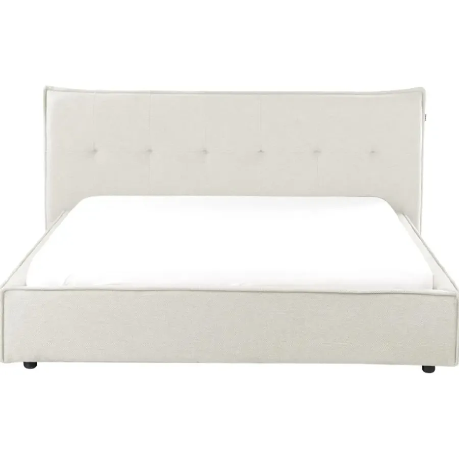 2-Persoons Bedden-Beliani LESTRE - Tweepersoonsbed - Gebroken wit - 160 x 200 cm - Linnen
