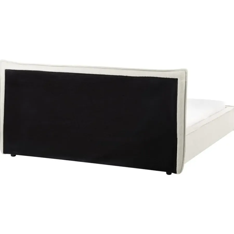 2-Persoons Bedden-Beliani LESTRE - Tweepersoonsbed - Gebroken wit - 160 x 200 cm - Linnen