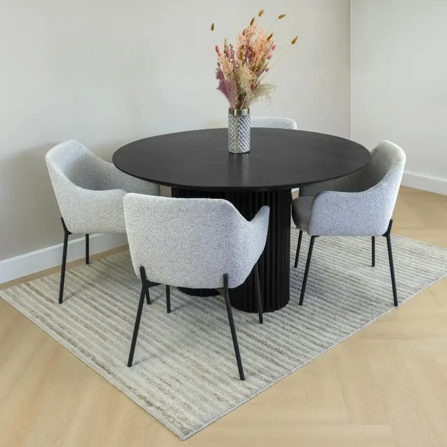 Lewis & Loft Eettafel Lane - Rond ⌀130 - FSC®- mangohout - Zwart