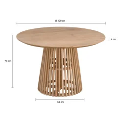 Lewis & Loft Eettafel Levi – FSC® mangohout – Rond – Ø120 cm – Naturel