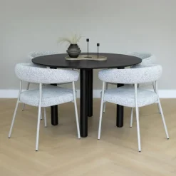 Houten Eettafels|Ronde Eettafels-Lewis & Loft Eettafel Lian - Rond ⌀120 cm - Mangohout - Zwart