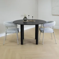 Houten Eettafels|Ronde Eettafels-Lewis & Loft Eettafel Lian - Rond ⌀120 cm - Mangohout - Zwart