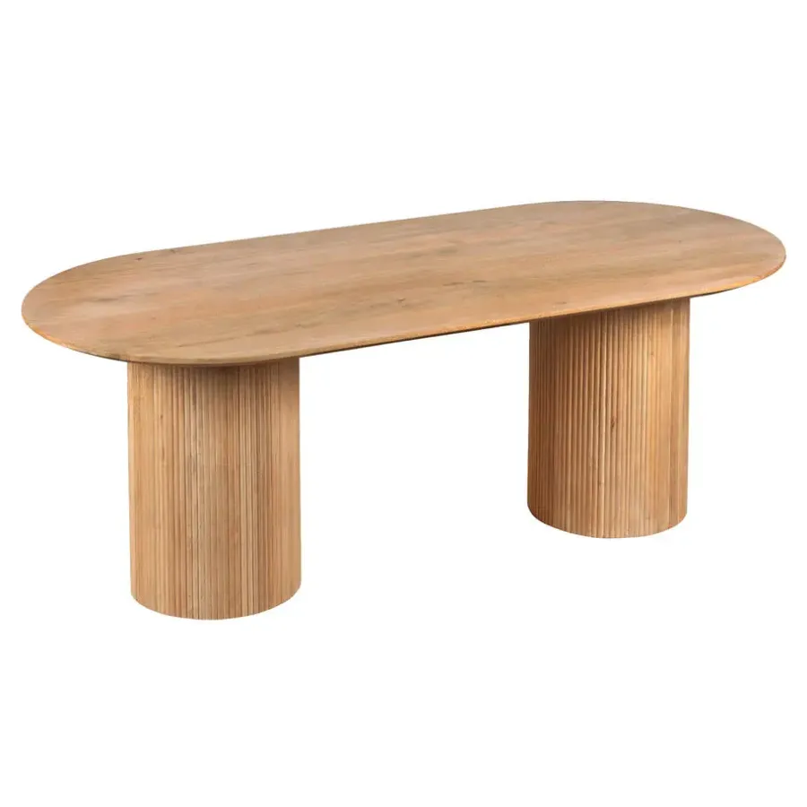 Houten Eettafels|Ovale Eettafels-Lewis & Loft Eettafel Lynn – Ovaal – 200x90 cm – Mangohout – Naturel