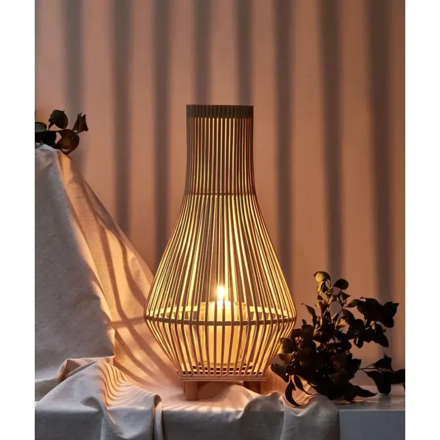Beliani LEYTE - Lantaarn - Lichthout - 58 cm - Wilgenhout