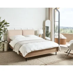 Beliani LIMANTON - Bed - Beige - 140 x 200 cm - Bouclé