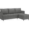 Slaapbanken|Slaapbanken-Dorel Home Lindhus - Bank met chaise longue omkeerbaar in stof grijs