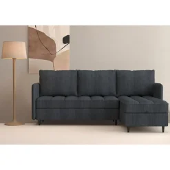Slaapbanken|Slaapbanken-Dorel Home Lindhus - Bank met chaise longue omkeerbaar in corduroy antraciet