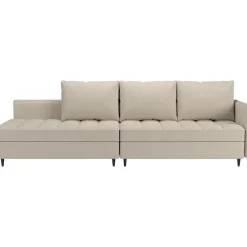 Slaapbanken|Slaapbanken-Dorel Home Lindhus - Bank met chaise longue omkeerbaar in stof crème