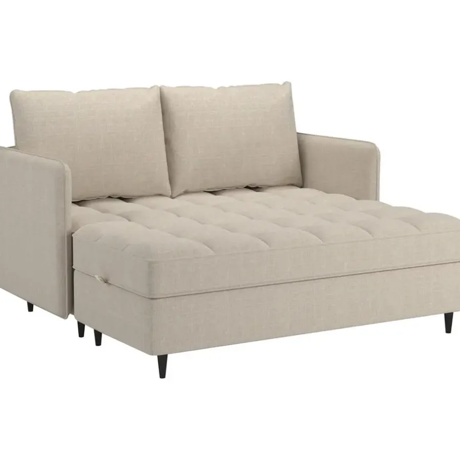 Slaapbanken|Slaapbanken-Dorel Home Lindhus - Bank met chaise longue omkeerbaar in stof crème