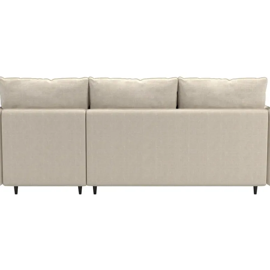 Slaapbanken|Slaapbanken-Dorel Home Lindhus - Bank met chaise longue omkeerbaar in stof crème
