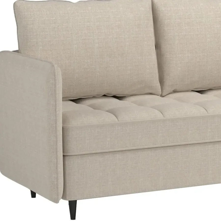 Slaapbanken|Slaapbanken-Dorel Home Lindhus - Bank met chaise longue omkeerbaar in stof crème