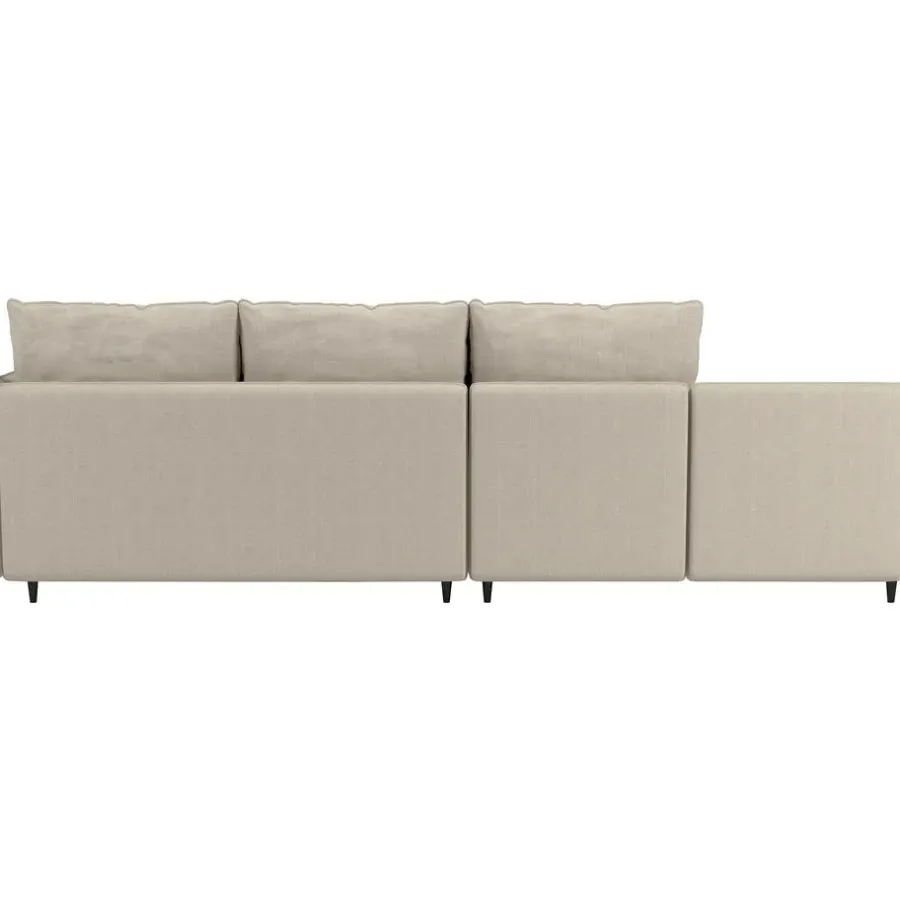 Slaapbanken|Slaapbanken-Dorel Home Lindhus - Bank met chaise longue omkeerbaar in stof crème