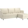 Slaapbanken|Slaapbanken-Dorel Home Lindhus - Bank met chaise longue omkeerbaar in corduroy crème