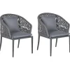 Tuinstoelen-Beliani LIPARI - Tuinstoel set van 2 - Grijs - Aluminium