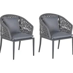 Tuinstoelen-Beliani LIPARI - Tuinstoel set van 2 - Grijs - Aluminium