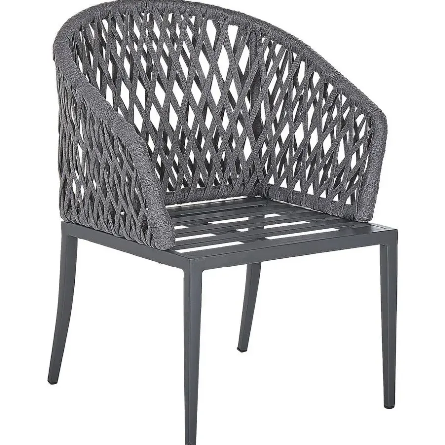 Tuinstoelen-Beliani LIPARI - Tuinstoel set van 2 - Grijs - Aluminium