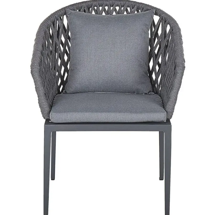 Tuinstoelen-Beliani LIPARI - Tuinstoel set van 2 - Grijs - Aluminium