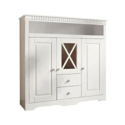 Buffetkasten-Loft24 Lisa - Dressoir met 3 deuren en 2 laden in wit gebeitst grenen