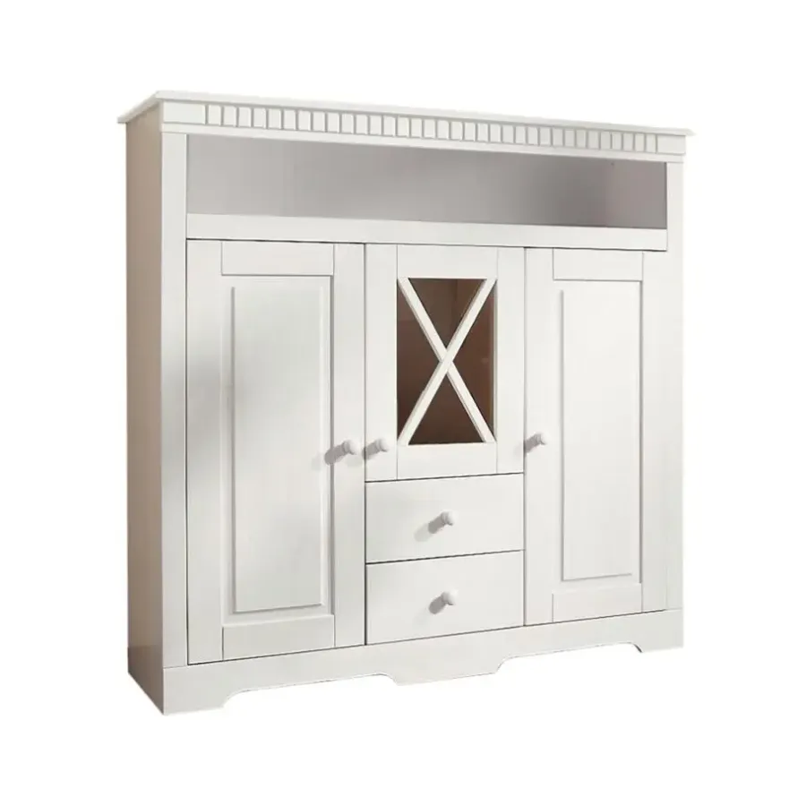 Buffetkasten-Loft24 Lisa - Dressoir met 3 deuren en 2 laden in wit gebeitst grenen