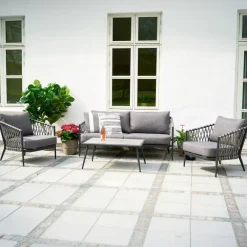 Loungesets-Leen Bakker Lisomme Christel 4 delige tuin loungeset donkergrijs