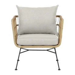 Tuinstoelen-Leen Bakker Lisomme Dax rotan tuinstoel naturel met kussens beige