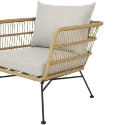 Tuinstoelen-Leen Bakker Lisomme Dax rotan tuinstoel naturel met kussens beige