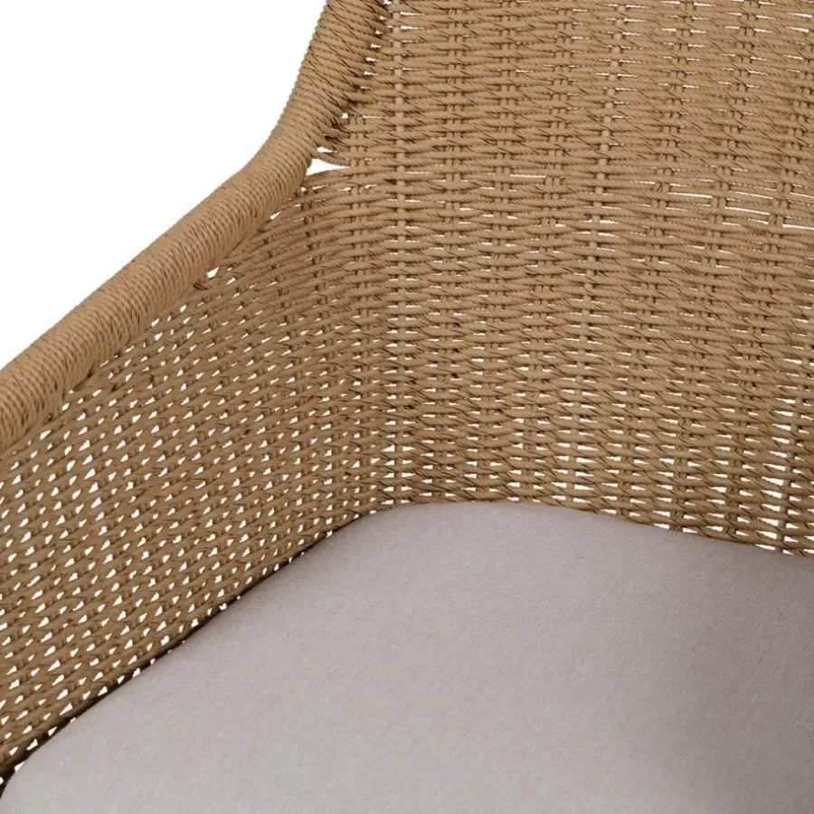 Tuinstoelen-Leen Bakker Lisomme Loki Rotan Tuinstoel Naturel - Met Zitkussen