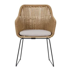 Tuinstoelen-Leen Bakker Lisomme Loki Rotan Tuinstoel Naturel - Met Zitkussen