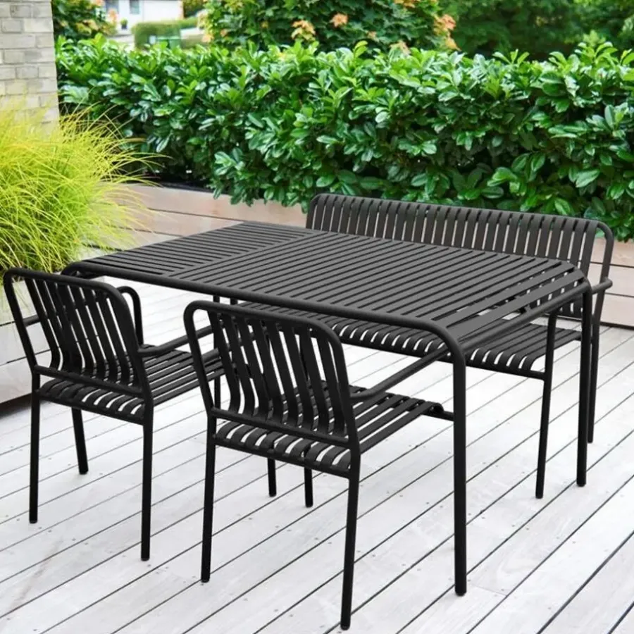 Tuinstoelen-Leen Bakker Lisomme Zahra metalen tuinstoel zwart - met armleuningen