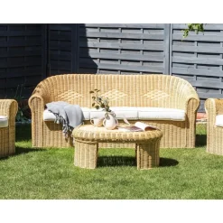 Loungebanken-Beliani LIVADEIA - 3-zits tuinbank - Natuurlijk - Rotan