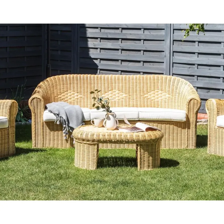 Loungebanken-Beliani LIVADEIA - 3-zits tuinbank - Natuurlijk - Rotan
