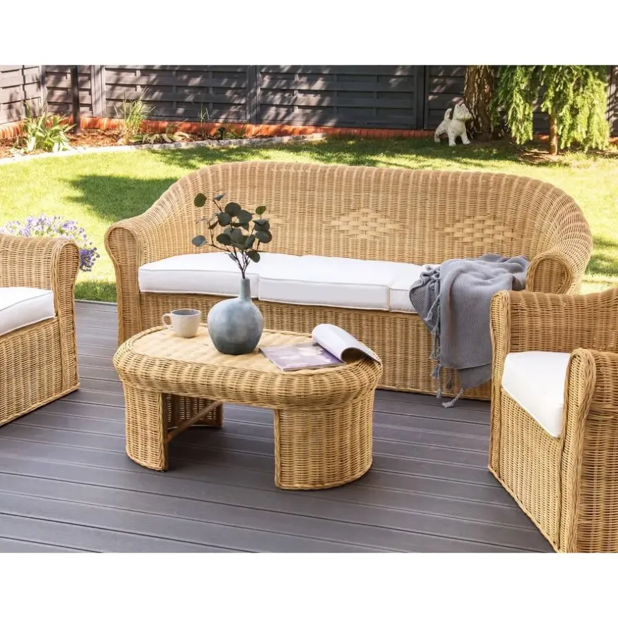 Loungebanken-Beliani LIVADEIA - 3-zits tuinbank - Natuurlijk - Rotan