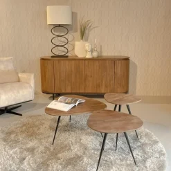 Dressoirs-Livingfurn - Dressoir Noor Natural 170cm - Mangohout / Gecoat Staal