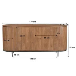 Dressoirs-Livingfurn - Dressoir Noor Natural 170cm - Mangohout / Gecoat Staal
