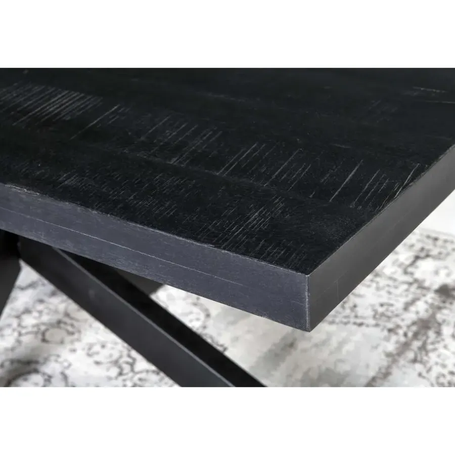 Rechthoekige Eettafels|Industriële Eettafels-Livingfurn - e Zwart Eetkamertafel kala - Mango Hout - 200 cm