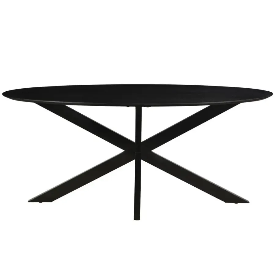 Houten Eettafels|Ovale Eettafels-Livingfurn - Eetkamertafel Oslo Oval Black 160 cm - Mangohout
