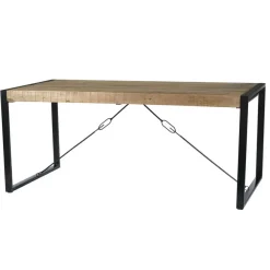 Industriële Eettafels-Livingfurn - Eetkamertafel Nairobi - U-Pot - Mango Hout - 140x80 cm - Bruin