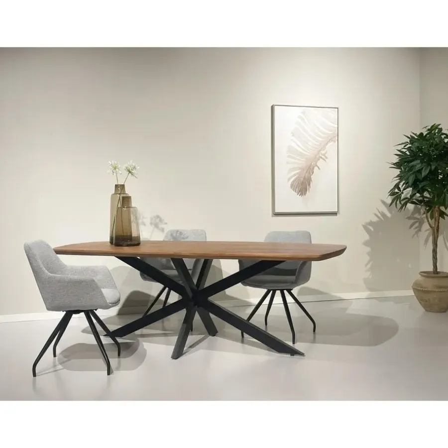 Industriële Eettafels-Livingfurn - Eetkamertafel Jesper Danish Oval 210cm - Mangohout