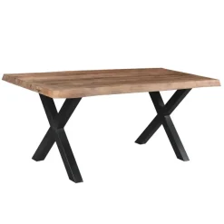 Rechthoekige Eettafels|Industriële Eettafels-Livingfurn - Eetkamertafel Tree - X-Poten - Mango Hout - 220 - Bruin