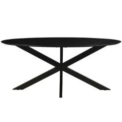 Industriële Eettafels|Ovale Eettafels-Livingfurn - Eetkamertafel Oslo Ovaal Zwart - Acasia Hout - 180 cm