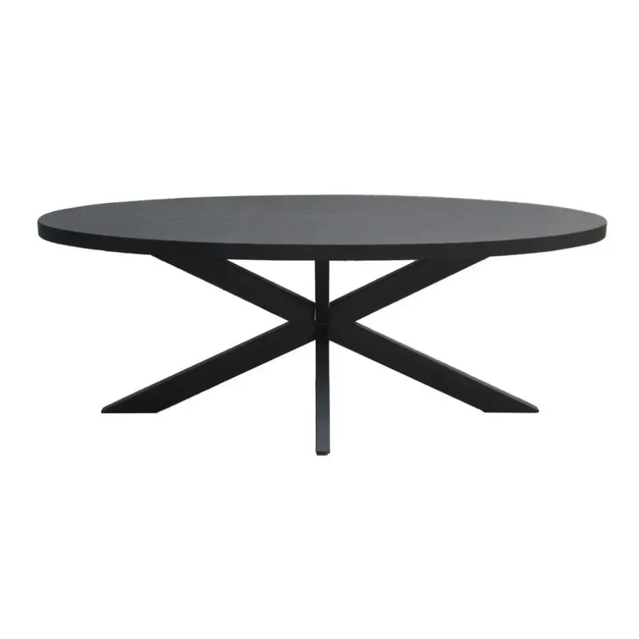Livingfurn - Eetkamertafel Kala Oval Spider 160cm - Mangohout / Gecoat Staal