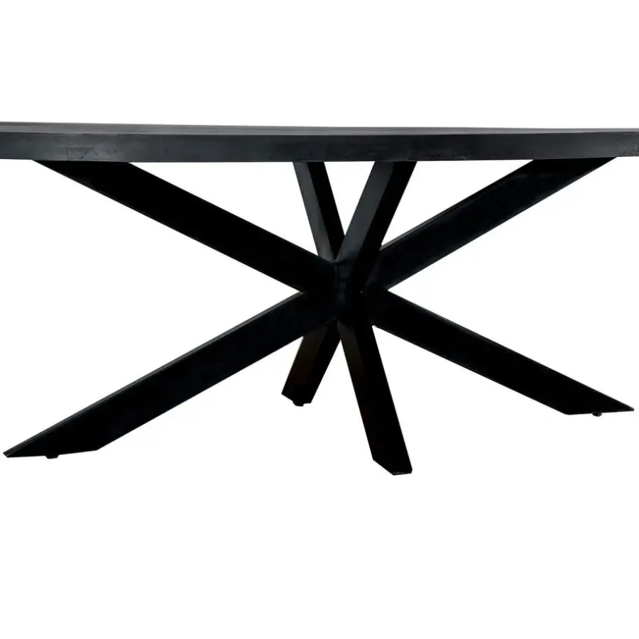 Livingfurn - Eetkamertafel Kala Oval Spider 160cm - Mangohout / Gecoat Staal