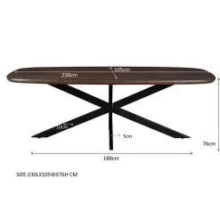 Ovale Eettafels-Livingfurn - Eetkamertafel Jesper Danish Oval Brown 230 cm - Mangohout
