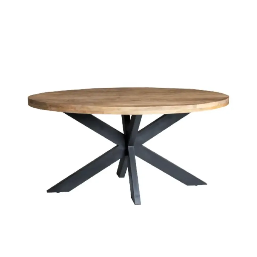 Industriële Eettafels|Ovale Eettafels-Brix LivingFurn - Ovale Eetkamertafel Mangohout - Eettafel -160cm - Bruin