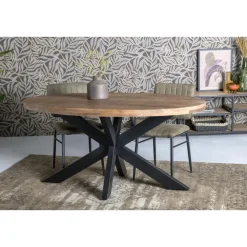 Industriële Eettafels|Ovale Eettafels-Brix LivingFurn - Ovale Eetkamertafel Mangohout - Eettafel -160cm - Bruin