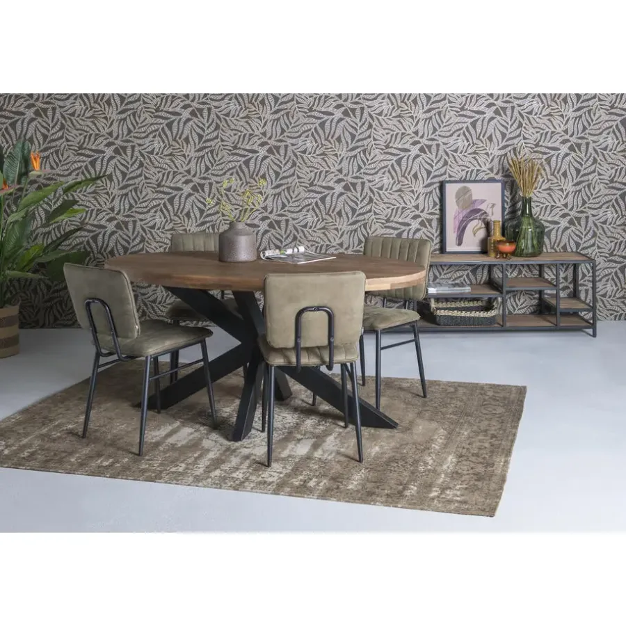 Industriële Eettafels|Ovale Eettafels-Brix LivingFurn - Ovale Eetkamertafel Mangohout - Eettafel -160cm - Bruin