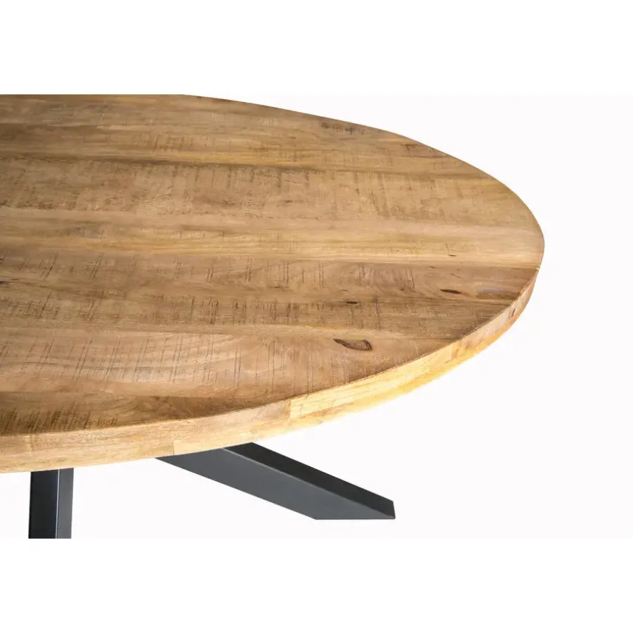 Industriële Eettafels|Ovale Eettafels-Brix LivingFurn - Ovale Eetkamertafel Mangohout - Eettafel -160cm - Bruin