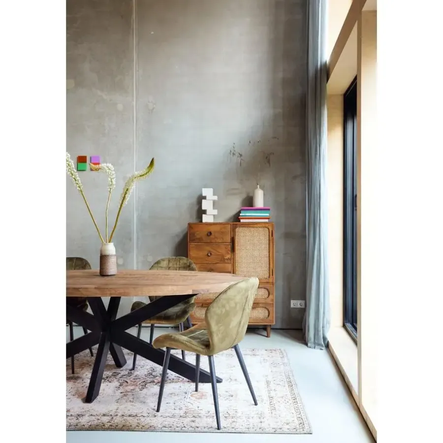 Industriële Eettafels|Ovale Eettafels-Brix LivingFurn - Ovale Eetkamertafel Mangohout - Eettafel -160cm - Bruin