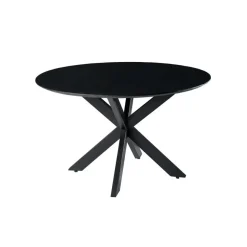 Industriële Eettafels|Ronde Eettafels-Livingfurn - Ronde Eetkamertafel Oslo Zwart - Acasiahout - 120 cm