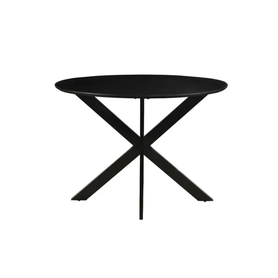 Industriële Eettafels|Ronde Eettafels-Livingfurn - Ronde Eetkamertafel Oslo Zwart - Acasiahout - 120 cm